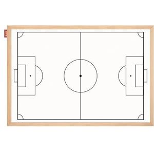 Memobe - Whiteboard - tactisch bord voetbal - magnetisch en afwasbaar - bord om op te hangen, voor jeugdkamer, trainer, sportleraar, school - wandplanner in houten frame - 90 x 60 cm