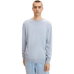 TOM TAILOR Basic gebreide trui met ronde hals heren, 30312-lichtgrijs blauw gemêleerd, 3XL