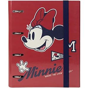 CERDÁ LIFE'S LITTLE MOMENTS - Ordner Mooie ringmap A4 van Minnie Mouse Grote capaciteit, met verticale rubberen sluiting bedrukte schoolcollectie - Officieel gelicentieerd Disney, 270000273, bont