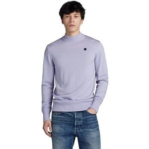 G-STAR RAW Heren Premium Core Mock Neck Gebreide trui Knits, Grijs (Icelandic Blue D21932-b692-g081), S