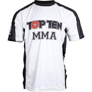 TOP TEN MMA Unisex - volwassenen 1489-1005 T-shirts en tops voor voetbalfans, wit-zwart, L