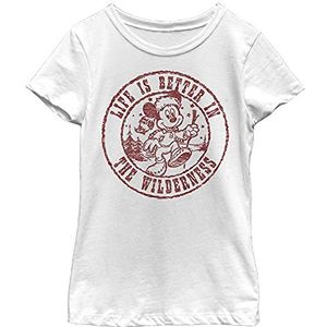 Disney Characters Nature Mickey Girl's Solid Crew Tee, Wit, XS, Weiß, XS