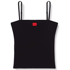 HUGO Dames Rib Vest, Black1, L, zwart 1, L