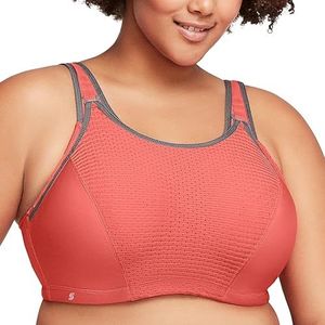 Glamorise Vrouwen Volledige Figuur Elite Prestaties Verstelbare Wonderwire Sport BH #9167, Koraal/Grijs, 80D