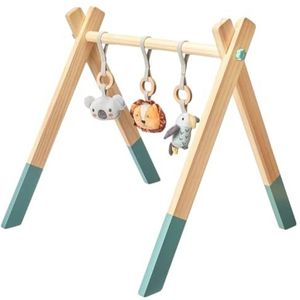 Nuby - Houten Animal Adventures Babygym met interactieve accessoires - Houten speelgoed voor baby - Speelgoed voor de babykamer - Meerkleurig - 0+ maanden