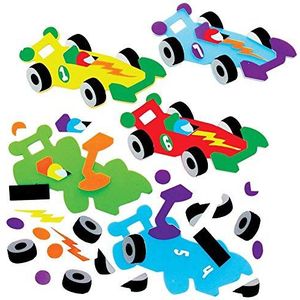 Baker Ross FE616 Raceauto Mix & Match Magnetenset - Pak van 8, Magneten voor Kinderen, Koelkastmagneet voor Kinderen, Maak je Eigen Magneten Knutselpakket.