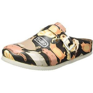 DOGO Femme Cuir Vegan Noir Chaussons - Sandales de Mode Décontractées Confortables Faites à la Main, Sup Hooman? Motif