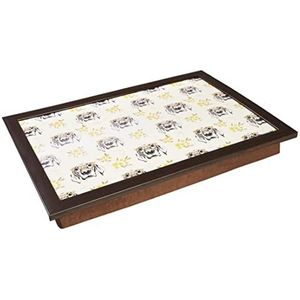 Penguin Home Gewatteerde Lap Tray|Design-Dogs & Gele Bloemen|Bean Bag Gewatteerde Draagbare Laptop Bureau Laptop Stand Diner TV Tray Ontbijtlade Dienblad|Groot||46x33x8cm of 18.11x3.16""|