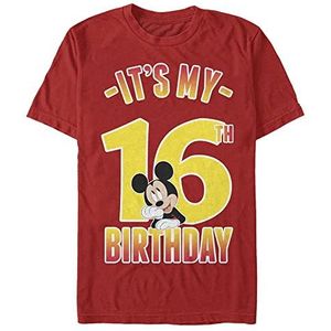 Disney Classics Unisex Mickey Classic-Hiya Pal 16e Verjaardag Organic Short Sleeve T-Shirt, Rood, XXL, rood, XXL
