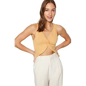 Trendyol Loungewear dames regular fit basic V-hals gebreide blouse shirt, Nertsen Kleur, XS