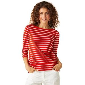 Regatta Dames Bayletta katoen mix lichtgewicht T-shirt, Hoog Risico Rood/Wit, 34