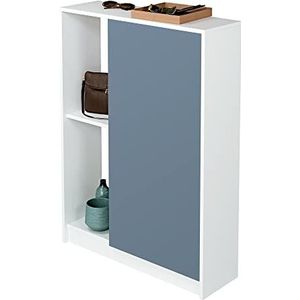 Muebles Pitarch Schoenenkast NEO, 110 x 80 x 25 cm (hoogte x breedte x diepte), kleur wit/talkblauw, melamine, regular