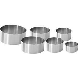 Fackelmann 6-delige set dessertringen, professioneel, staal, zilver