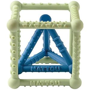 Nattou Siliconen dobbelstenen met piramide, set van 2, om vast te pakken en te bijten, BPA-vrij, Ø 10 cm + 8 cm, siliconen, groen/blauw