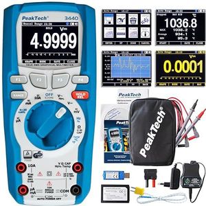 PeakTech P 3440 3440 - True RMS digitale multimeter met 4.0 Bluetooth & grafische display, 50000 Counts, autorange, spanningsmeter, doorgangstester, meetapparaat - CAT III 1000V, 1
