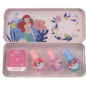 Lip Smacker Disney Princess Nail Polish Tin Set, Nagellak Cadeauset voor Kinderen inclusief 3 Nagellak Kleuren & Prinses-Geïnspireerde Stickers voor de Prinsessenlook van je Kinderen