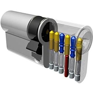 VBH - Cilinder, hoge veiligheid, anti-pomping, anti-diefstal, anti-boren, lange nokken, vernikkeld, 40 x 55 mm