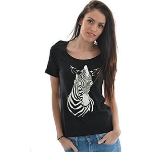 ESPRIT dames t-shirt met zebraprint, zwart (zwart), XS