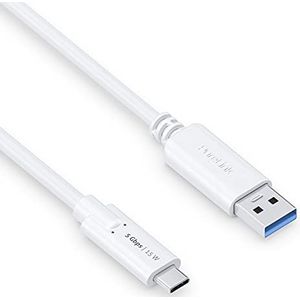 PureLink USB-C naar USB-A-kabel, USB 3.1 Gen 1 met 5 GB/s gegevensoverdracht, wit, 1,50 m
