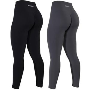 AUROLA Power workout leggings voor dames – buikcontrole, squat-proof, geribde dikke naadloze active broek met scrunch-effect, S