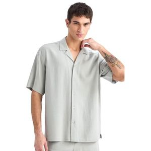 DeFacto Herenoverhemd met korte mouwen - herenoverhemden elegante stof LT.Khaki S, kaki, small, Khaki (stad), S