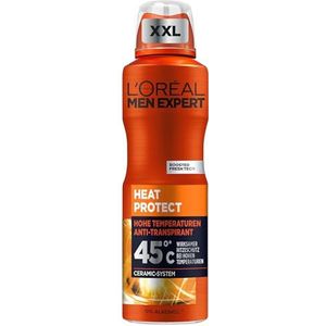 L'Oréal Men Expert XXL Deospray voor mannen, bodyspray tegen zweetgeur, zweten en vocht, voor heren, anti-transpirant voor hoge temperaturen tot 45 °C zonder alcohol, Heat Protect, 1 x 250 ml