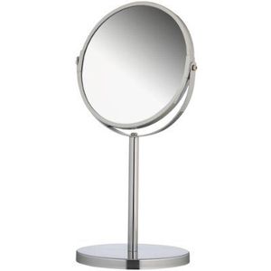 axentia Vergroting tafelspiegel in zilver, roestvrij cosmetische spiegel verchroomd, robuuste badkamerspiegel met 3 en 1 x vergroting, scheerspiegel rond gemiddeld ca. 17 cm