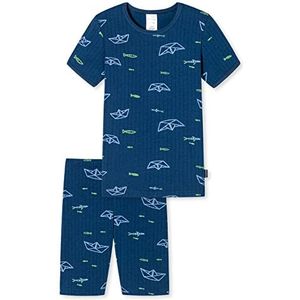 Schiesser Jongenspyjama kort pyjamaset, donkerblauw bedrukt, 104, donkerblauw bedrukt, 104 cm
