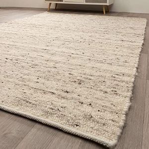Steffensmeier Handgeweven tapijt Korinth | Gezond wollen tapijt | Beste scheerwol | Grijs Beige, handgeweven, Maat: 130x190 cm