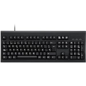 Perixx PERIBOARD-106 USB-toetsenbord, Spaans, hoge prestaties, hoge toetsen, volledige grootte met numerieke toetsenbord, zwart