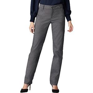 Lee Wrinkle Free Relaxed Fit Straight Leg Pant Damesbroek, Rockhill Schotse stof, zwart/wit, 46 petite