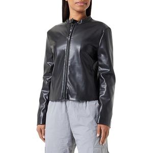 Sisley Womens 2X9WLN02S Leather Jacket, Black 100, 36, Black 100, 36