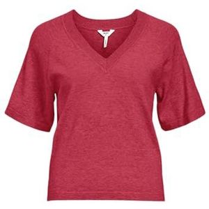 Objthess 2/4 Lo V-hals Knit Top Noos, Karanda Red, XL