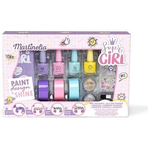 AQUARIUS MARTINELIA Super Girl Nagellak & Bracelet Set – nagellakset voor meisjes, kindvriendelijk speelgoed met armbanden, glitter, diamantstickers en borstels – beauty- en make-upset voor meisjes