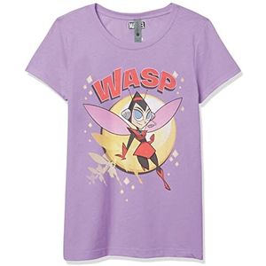 Marvel Little, Big Classic Wasp Retro Zoom Girls Short Sleeve Tee Shirt, Purple Berry, Medium, Purple Berry, M