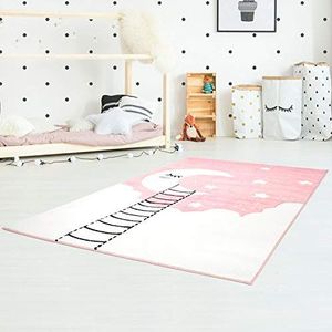 Kindertapijt maan sterren roze - 160x230 cm - tapijt kinderkamer voor meisjes