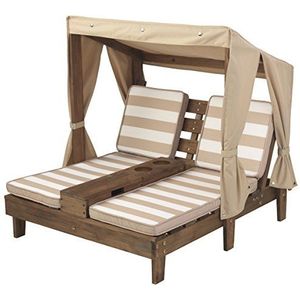 KidKraft 534 Dubbel ligbed met bekerhouder, espresso en ecru, van hout, tuinmeubelen voor kinderen, 3-6 jaar