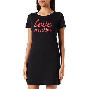 Love Moschino Dames Short-Sleeved A-line Dress, Black, 46, zwart, 46