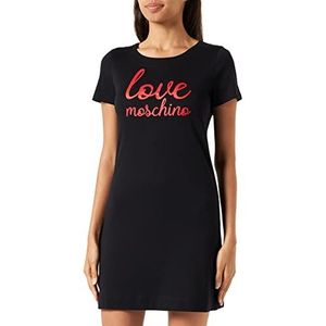 Love Moschino Dames Short-Sleeved A-line Dress, Black, 44, zwart, 44