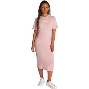 Tommy Hilfiger Dames REG Script TEE jurk SS WW0WW43830 T-shirt jurk, roze, XS, Roze (mistig roze), XS