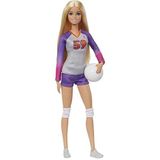​Barbie Pop en Accessoires, Made to Move Beroepenpop, Volleybalspeelster in tenue met bal HKT72