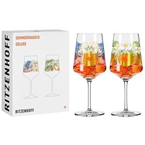 RITZENHOFF 2841017 Sprizz Aperitiefglas, set van 2 stuks, 500 ml, serie Sommerrausch Deluxe nr. 17 + 18 met kleurrijke collage, Made in Germany