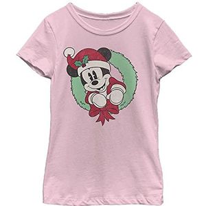 Disney Vintage Mickey Wreath T-shirt voor meisjes, lichtroze, S