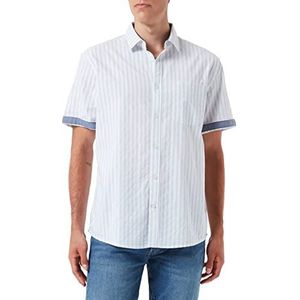 TOM TAILOR Uomini Shirt met korte mouwen en borstzak 1031038, 29591 - Light Blue White Stripe, XS