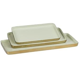 Snackdienblad 47 x 20,5 x 2 cm goud groen ijzer 3 stuks