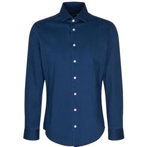 Seidensticker - Herenoverhemd - Donkerblauw - 100% Katoen - Slim Fit