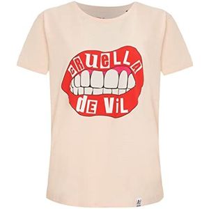 Recovered Heren Disney Cruella Devil Lips lichtroze getailleerd T-shirt M T-shirt, veelkleurig, M UK, Meerkleurig, M