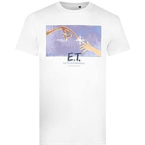 E.T Heren Box Grafisch T-Shirt, Wit, Klein