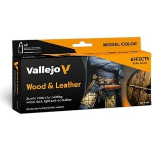 Vallejo VJ70182 70182 verfset, hout & leer, 8x17 ml, rood