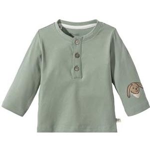 Sterntaler Jongens shirt met lange mouwen knoopsluiting haas Happy, steengroen, 68 cm